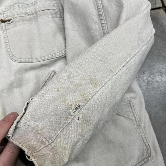 vintage l.l. bean beige button down barn chore coat size large - Picture 6 of 8